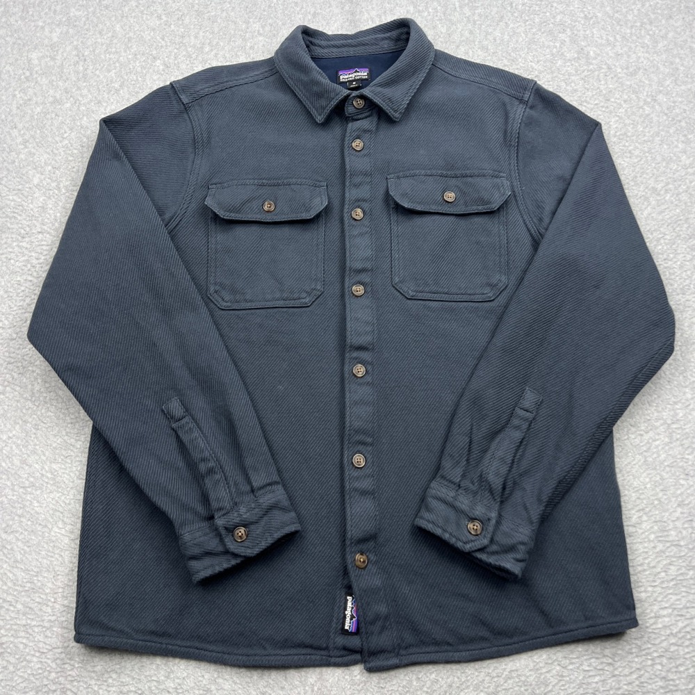 Patagonia Fjord Loft Shirt Mens Medium Blue Twill Organic Cotton Button Up 42440